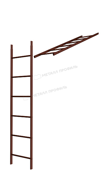 Лестница кровельная стеновая дл. 1860 мм без кронштейнов (8017) ― купить по доступным ценам в Компании Металл Профиль.